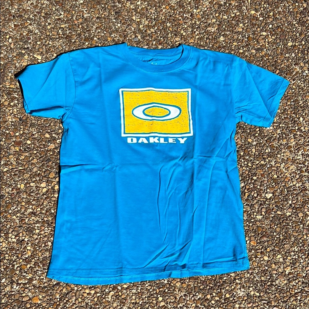 Youth Oakley Blue T-Shirt with Yellow Logo